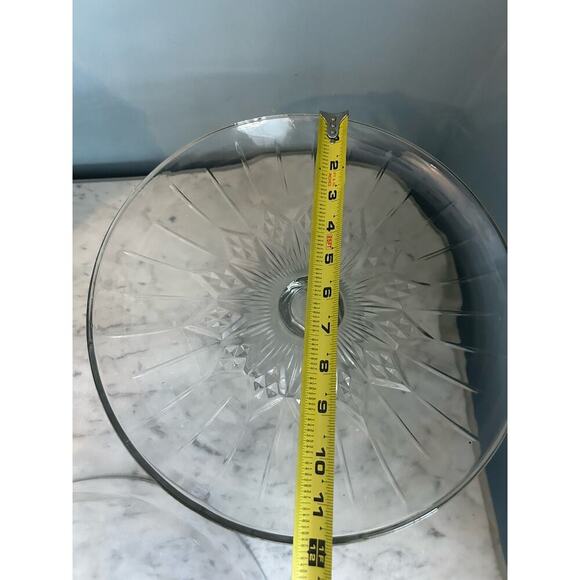 Anchor Hocking Vintage 12” x 12” Canfield 2 Piece Footed Cake Set Clear Glass - Picture 4 of 10